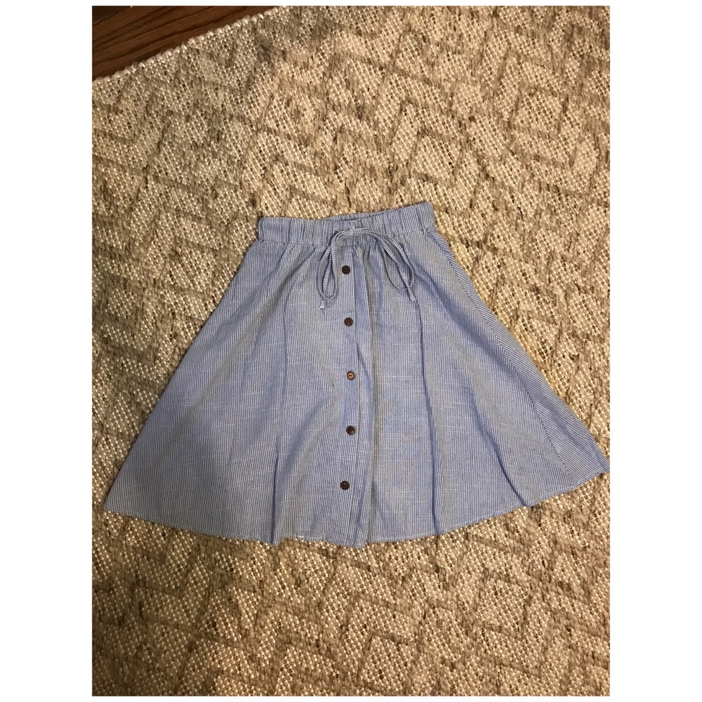 Blue and white striped skirt